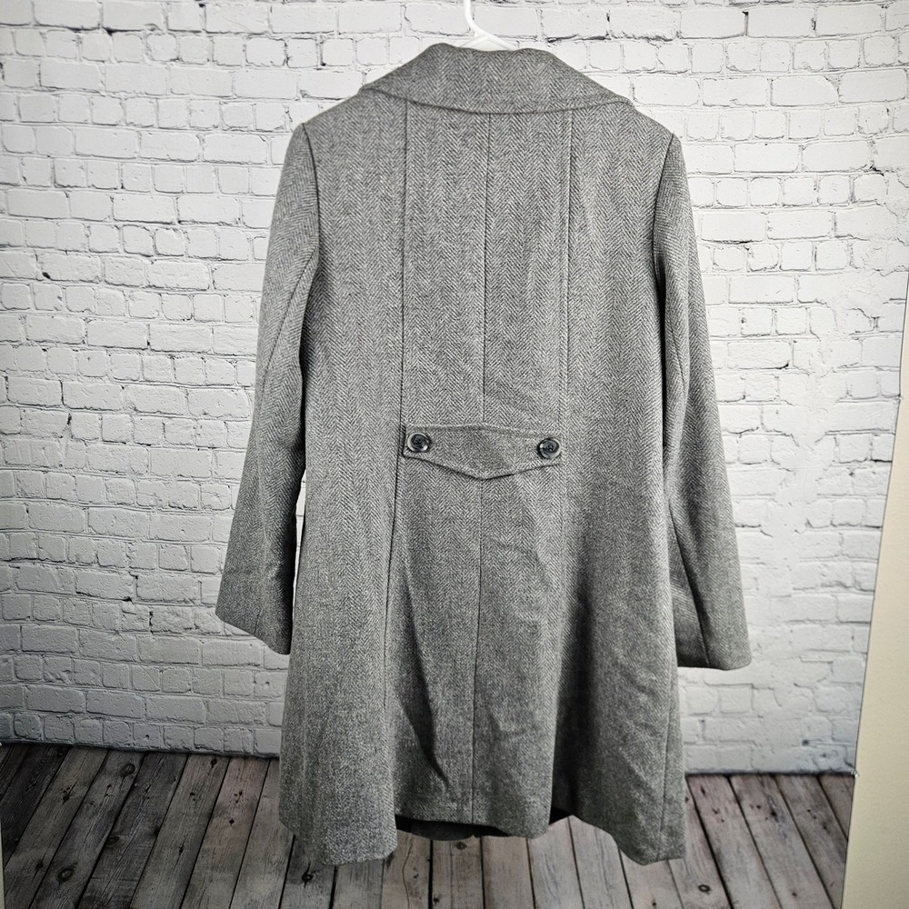 Preston & York Grey Herringbone Wool Blend Coat Portrait Collar Size 8 - Picture 3 of 9